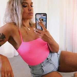 Princess Polly Aarush neon pink bodysuit